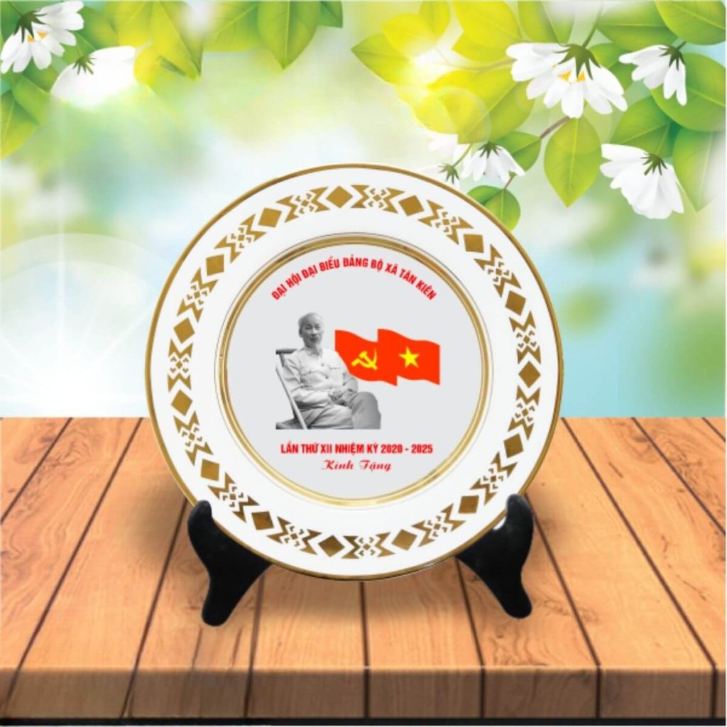 Dĩa sứ quà tặng đại hội cựu chiến binh