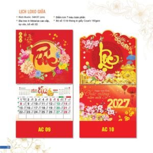 Lịch Bloc 2027 AC Mẫu AC09 (34  x  37 cm) Quà Tri Ân Khách Hàng VIP & Đối Tác in logo doanh nghiệp quà tặng Tết tại Quà Tặng Sự Kiện VIP