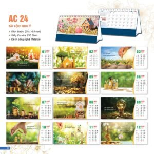 Lịch Bloc 2027 AC Mẫu AC24 - Tài Lộc Như Ý (25 x 16 cm) Quà Tri Ân Khách Hàng VIP & Đối Tác in logo doanh nghiệp quà tặng Tết tại Quà Tặng Sự Kiện VIP