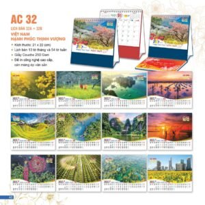 Lịch Để Bàn 2027 AC Mẫu AC32 (21 x 22 cm) Quà Tri Ân Khách Hàng VIP & Đối Tác in logo doanh nghiệp quà tặng Tết tại Quà Tặng Sự Kiện VIP