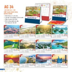 Lịch Để Bàn 2027 AC Mẫu AC34 (21 x 22 cm) Quà Tri Ân Khách Hàng VIP & Đối Tác in logo doanh nghiệp quà tặng Tết tại Quà Tặng Sự Kiện VIP