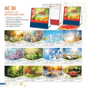Lịch Để Bàn 2027 AC Mẫu AC36 (21 x 22 cm) Quà Tri Ân Khách Hàng VIP & Đối Tác in logo doanh nghiệp quà tặng Tết tại Quà Tặng Sự Kiện VIP