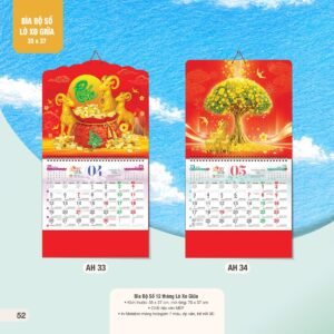 Lịch Treo Tường Lò Xo 2027 AH Mẫu AH33 (35 x 37 cm) Quà Tri Ân Khách Hàng VIP & Đối Tác in logo doanh nghiệp quà tặng Tết tại Quà Tặng Sự Kiện VIP