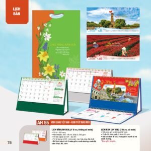 Lịch Bàn Chữ M (Có Note 52 Tuần) 2027 AH Mẫu AH55 (24 x 16cm) Quà Tri Ân Khách Hàng VIP & Đối Tác in logo doanh nghiệp quà tặng Tết tại Quà Tặng Sự Kiện VIP