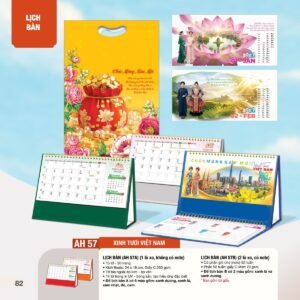 Lịch Bàn Chữ M (Có Note 52 Tuần) 2027 AH Mẫu AH57 (24 x 16cm) Quà Tri Ân Khách Hàng VIP & Đối Tác in logo doanh nghiệp quà tặng Tết tại Quà Tặng Sự Kiện VIP