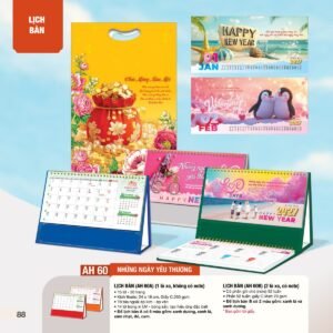 Lịch Bàn Chữ M (Có Note 52 Tuần) 2027 AH Mẫu AH60 (24 x 16cm) Quà Tri Ân Khách Hàng VIP & Đối Tác in logo doanh nghiệp quà tặng Tết tại Quà Tặng Sự Kiện VIP