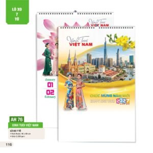 Lịch Treo Tường Lò Xo 7 Tờ 2027 AH Mẫu AH76 (40 x 60cm) Quà Tri Ân Khách Hàng VIP & Đối Tác in logo doanh nghiệp quà tặng Tết tại Quà Tặng Sự Kiện VIP