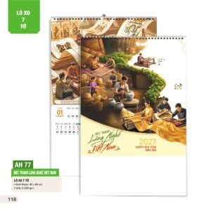 Lịch Treo Tường Lò Xo 7 Tờ 2027 AH Mẫu AH77 (40 x 60cm) Quà Tri Ân Khách Hàng VIP & Đối Tác in logo doanh nghiệp quà tặng Tết tại Quà Tặng Sự Kiện VIP