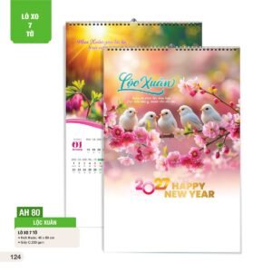 Lịch Treo Tường Lò Xo 7 Tờ 2027 AH Mẫu AH80 (40 x 60cm) Quà Tri Ân Khách Hàng VIP & Đối Tác in logo doanh nghiệp quà tặng Tết tại Quà Tặng Sự Kiện VIP