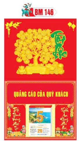 Bìa Lịch Treo Khung Đại Gắn Bloc BM 2027 BM146 - Kim Dương Phú Quý - Quà Tặng Sự Kiện VIP