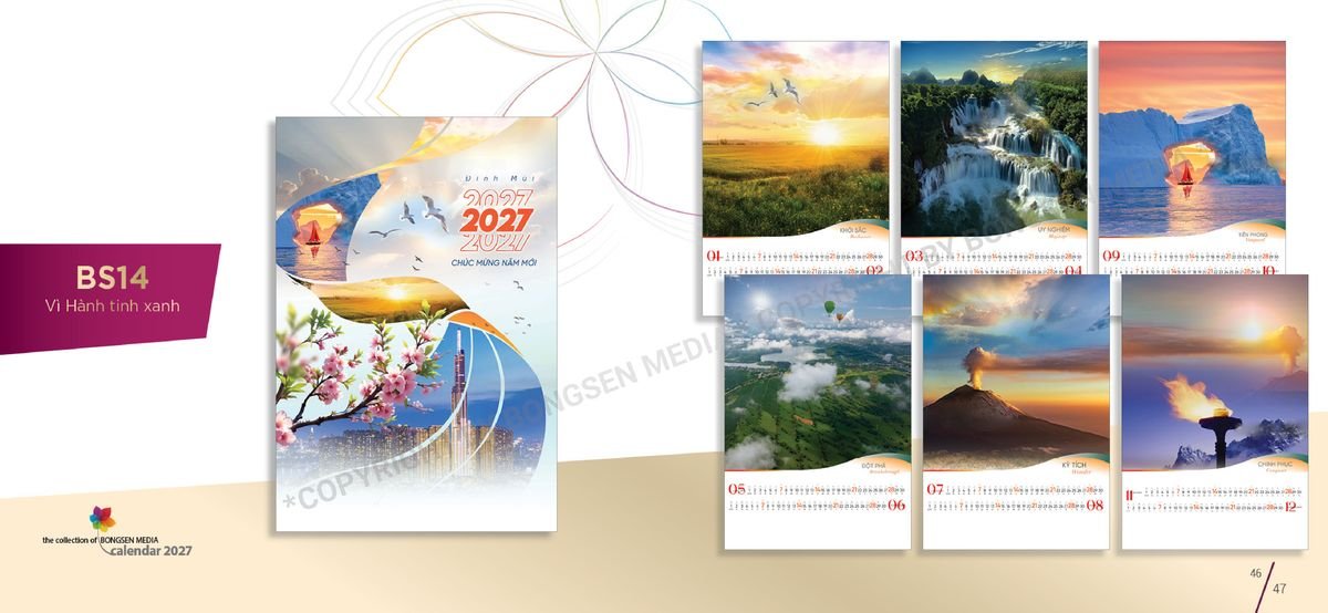 Lịch 7 Tờ Lò Xo 2027 BS24 Quà Tri Ân Khách Hàng VIP & Đối Tác