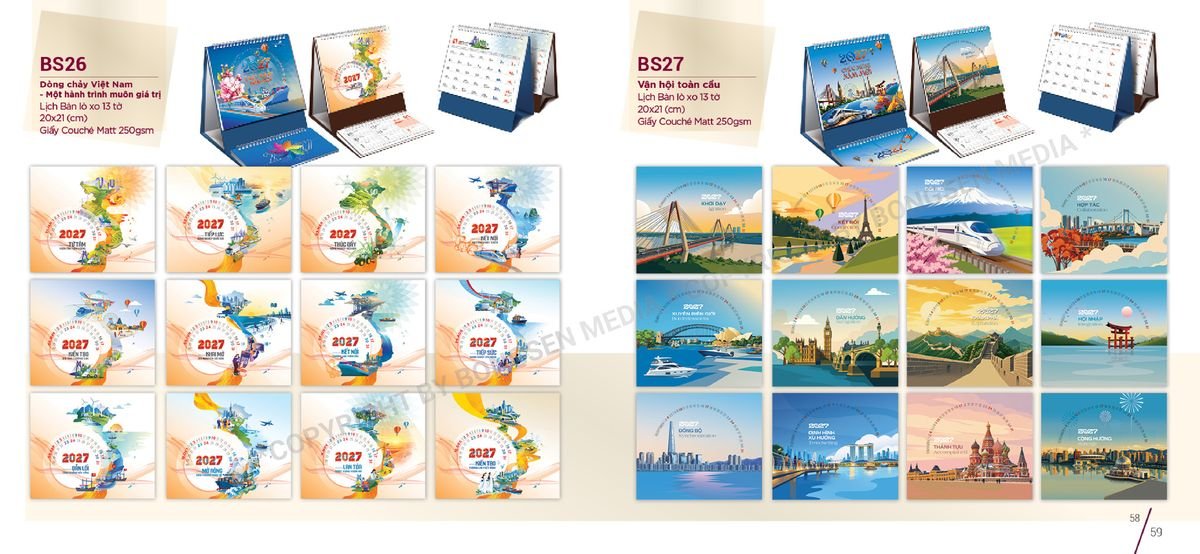 Lịch Để Bàn Nghệ Thuật 2027 BS30 Quà Tri Ân Khách Hàng VIP & Đối Tác
