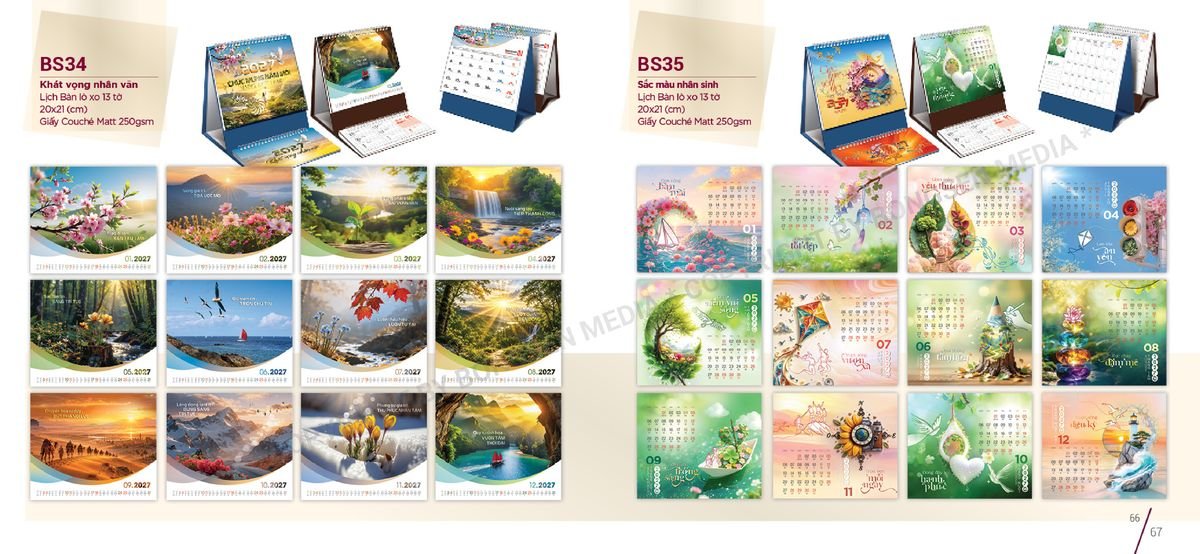 Lịch Để Bàn Nghệ Thuật 2027 BS34 Quà Tri Ân Khách Hàng VIP & Đối Tác