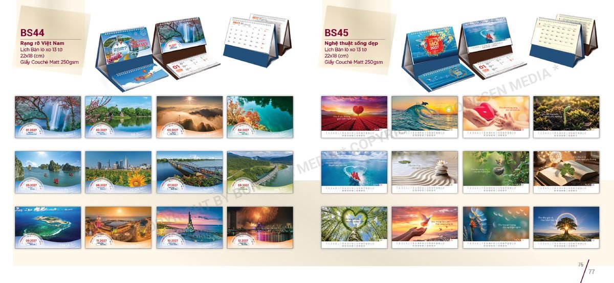 Lịch Để Bàn Nghệ Thuật 2027 BS39 Quà Tri Ân Khách Hàng VIP & Đối Tác
