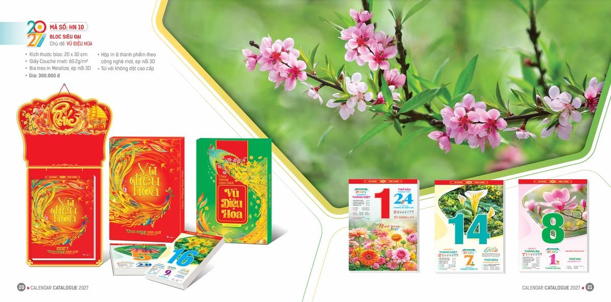 Lịch Bloc Hoa Niên 2027 ĐP DPHN09 Quà Tri Ân Khách Hàng VIP & Đối Tác