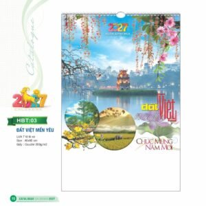 Lịch Treo Tường Lò Xo 2027 HBT Mẫu HBT03 (40 x 60cm) Quà Tri Ân Khách Hàng VIP & Đối Tác in logo doanh nghiệp quà tặng Tết tại Quà Tặng Sự Kiện VIP