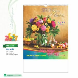 Lịch Treo Tường Lò Xo 2027 HBT Mẫu HBT12 (40 x 60cm) Quà Tri Ân Khách Hàng VIP & Đối Tác in logo doanh nghiệp quà tặng Tết tại Quà Tặng Sự Kiện VIP