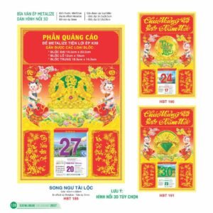 Lịch Bìa Treo 2027 HBT Mẫu HBT189 (29 x 41 cm) Quà Tri Ân Khách Hàng VIP & Đối Tác in logo doanh nghiệp quà tặng Tết tại Quà Tặng Sự Kiện VIP