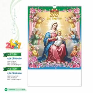 Lịch Treo Tường Lò Xo 2027 HBT Mẫu HBT29 (40 x 60cm) Quà Tri Ân Khách Hàng VIP & Đối Tác in logo doanh nghiệp quà tặng Tết tại Quà Tặng Sự Kiện VIP