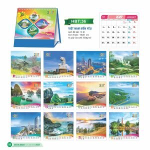 Lịch Để Bàn 2027 HBT Mẫu HBT37 (19 x 21cm) Quà Tri Ân Khách Hàng VIP & Đối Tác in logo doanh nghiệp quà tặng Tết tại Quà Tặng Sự Kiện VIP