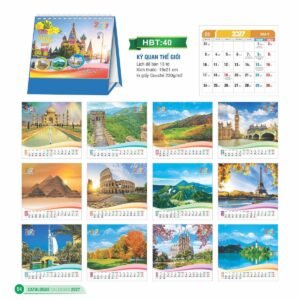 Lịch Để Bàn 2027 HBT Mẫu HBT40 (19 x 21cm) Quà Tri Ân Khách Hàng VIP & Đối Tác in logo doanh nghiệp quà tặng Tết tại Quà Tặng Sự Kiện VIP
