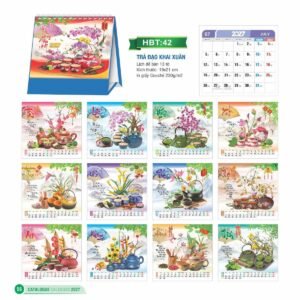Lịch Để Bàn 2027 HBT Mẫu HBT42 (19 x 21cm) Quà Tri Ân Khách Hàng VIP & Đối Tác in logo doanh nghiệp quà tặng Tết tại Quà Tặng Sự Kiện VIP