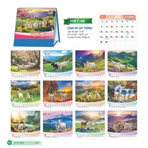 Lịch Để Bàn 2027 HBT Mẫu HBT46 (19 x 21cm) Quà Tri Ân Khách Hàng VIP & Đối Tác in logo doanh nghiệp quà tặng Tết tại Quà Tặng Sự Kiện VIP