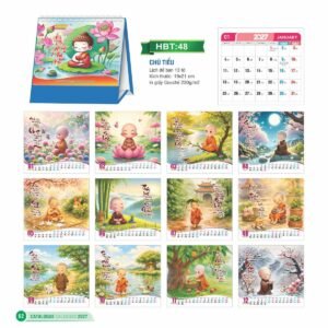 Lịch Để Bàn 2027 HBT Mẫu HBT48 (19 x 21cm) Quà Tri Ân Khách Hàng VIP & Đối Tác in logo doanh nghiệp quà tặng Tết tại Quà Tặng Sự Kiện VIP