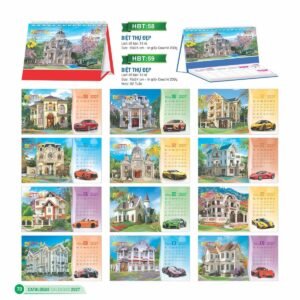 Lịch Bàn Chữ M (Có Note 52 Tuần) 2027 HBT Mẫu HBT61 (16 x 24cm) Quà Tri Ân Khách Hàng VIP & Đối Tác in logo doanh nghiệp quà tặng Tết tại Quà Tặng Sự Kiện VIP