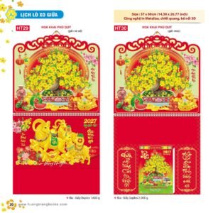 Lịch Treo Tường Lò Xo 2027 HT Mẫu HT29 - Phúc Lộc Thọ (37 x 68cm) Quà Tri Ân Khách Hàng VIP & Đối Tác in logo doanh nghiệp quà tặng Tết tại Quà Tặng Sự Kiện VIP
