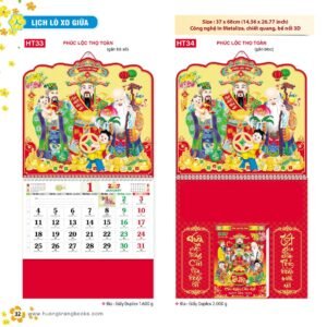 Lịch Treo Tường Lò Xo 2027 HT Mẫu HT33 - Phúc Lộc Thọ (37 x 68cm) Quà Tri Ân Khách Hàng VIP & Đối Tác in logo doanh nghiệp quà tặng Tết tại Quà Tặng Sự Kiện VIP