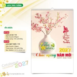 Lịch Treo Tường 2027 HT Mẫu HT43 (40 x 60cm) Quà Tri Ân Khách Hàng VIP & Đối Tác in logo doanh nghiệp quà tặng Tết tại Quà Tặng Sự Kiện VIP