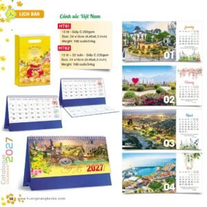 Lịch Để Bàn 2027 HT Mẫu HT61 (24 x 16cm) Quà Tri Ân Khách Hàng VIP & Đối Tác in logo doanh nghiệp quà tặng Tết tại Quà Tặng Sự Kiện VIP