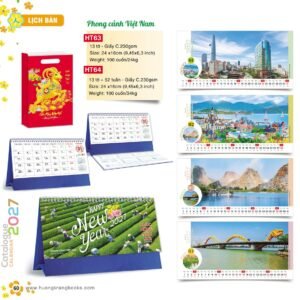 Lịch Để Bàn 2027 HT Mẫu HT63 (24 x 16cm) Quà Tri Ân Khách Hàng VIP & Đối Tác in logo doanh nghiệp quà tặng Tết tại Quà Tặng Sự Kiện VIP