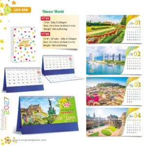 Lịch Để Bàn 2027 HT Mẫu HT65 (24 x 16cm) Quà Tri Ân Khách Hàng VIP & Đối Tác in logo doanh nghiệp quà tặng Tết tại Quà Tặng Sự Kiện VIP