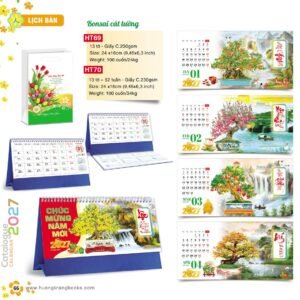 Lịch Để Bàn 2027 HT Mẫu HT69 (24 x 16cm) Quà Tri Ân Khách Hàng VIP & Đối Tác in logo doanh nghiệp quà tặng Tết tại Quà Tặng Sự Kiện VIP