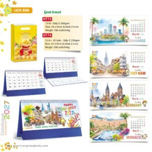 Lịch Để Bàn 2027 HT Mẫu HT73 (24 x 16cm) Quà Tri Ân Khách Hàng VIP & Đối Tác in logo doanh nghiệp quà tặng Tết tại Quà Tặng Sự Kiện VIP