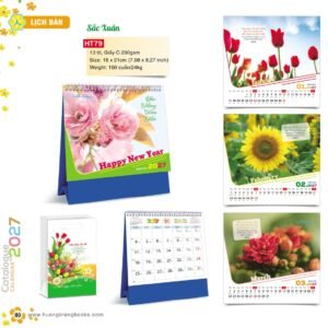 Lịch Bàn Chữ M (Có Note 52 Tuần) 2027 HT Mẫu HT79 (18 x 21cm) Quà Tri Ân Khách Hàng VIP & Đối Tác in logo doanh nghiệp quà tặng Tết tại Quà Tặng Sự Kiện VIP
