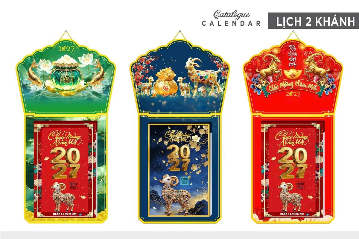 Lịch Khánh Gỗ Lamina 2 Đầu 2027 LM2D_001 - Quà Tặng Sự Kiện VIP
