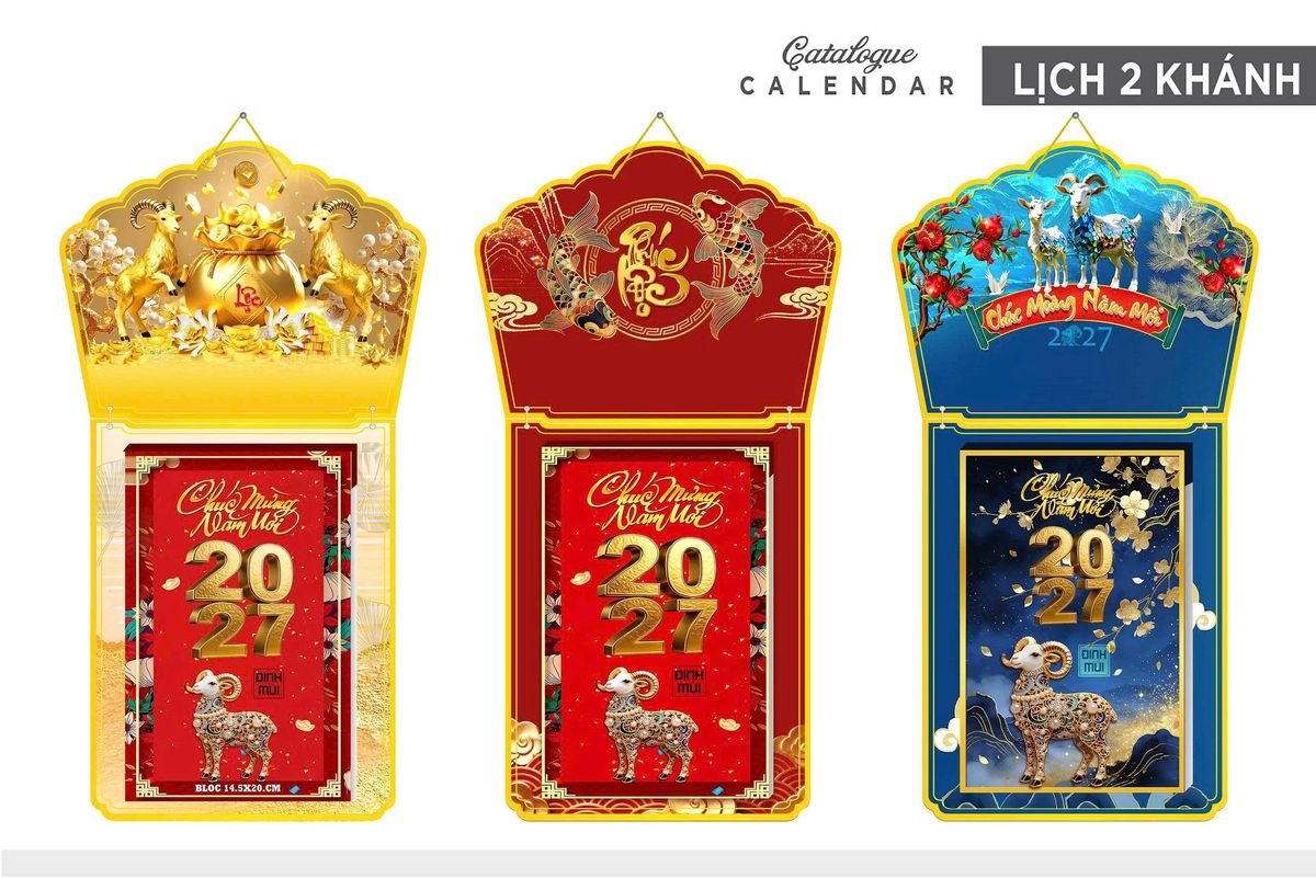Lịch Khánh Gỗ Lamina 2 Đầu 2027 LM2D_002 - Quà Tặng Sự Kiện VIP