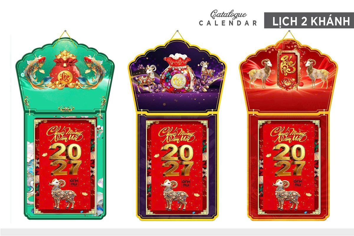 Lịch Khánh Gỗ Lamina 2 Đầu 2027 LM2D_003 - Quà Tặng Sự Kiện VIP