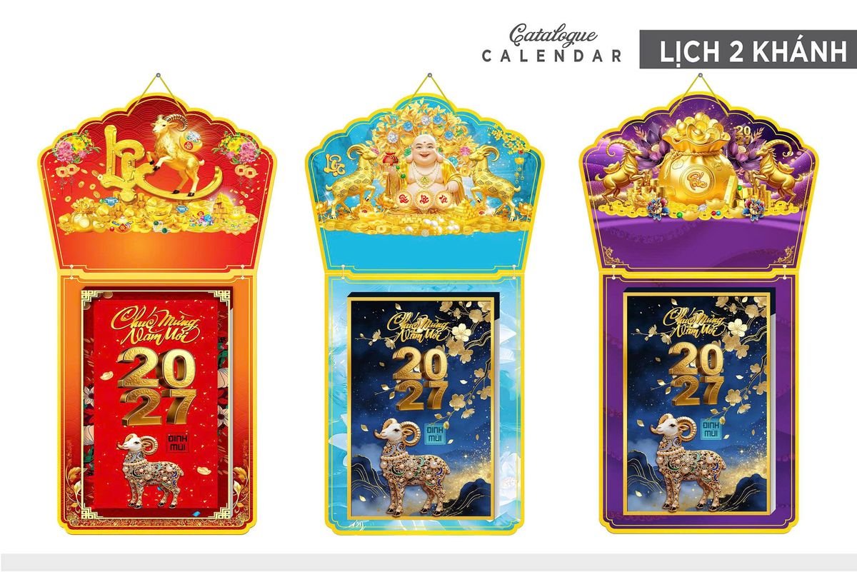 Lịch Khánh Gỗ Lamina 2 Đầu 2027 LM2D_004 - Quà Tặng Sự Kiện VIP