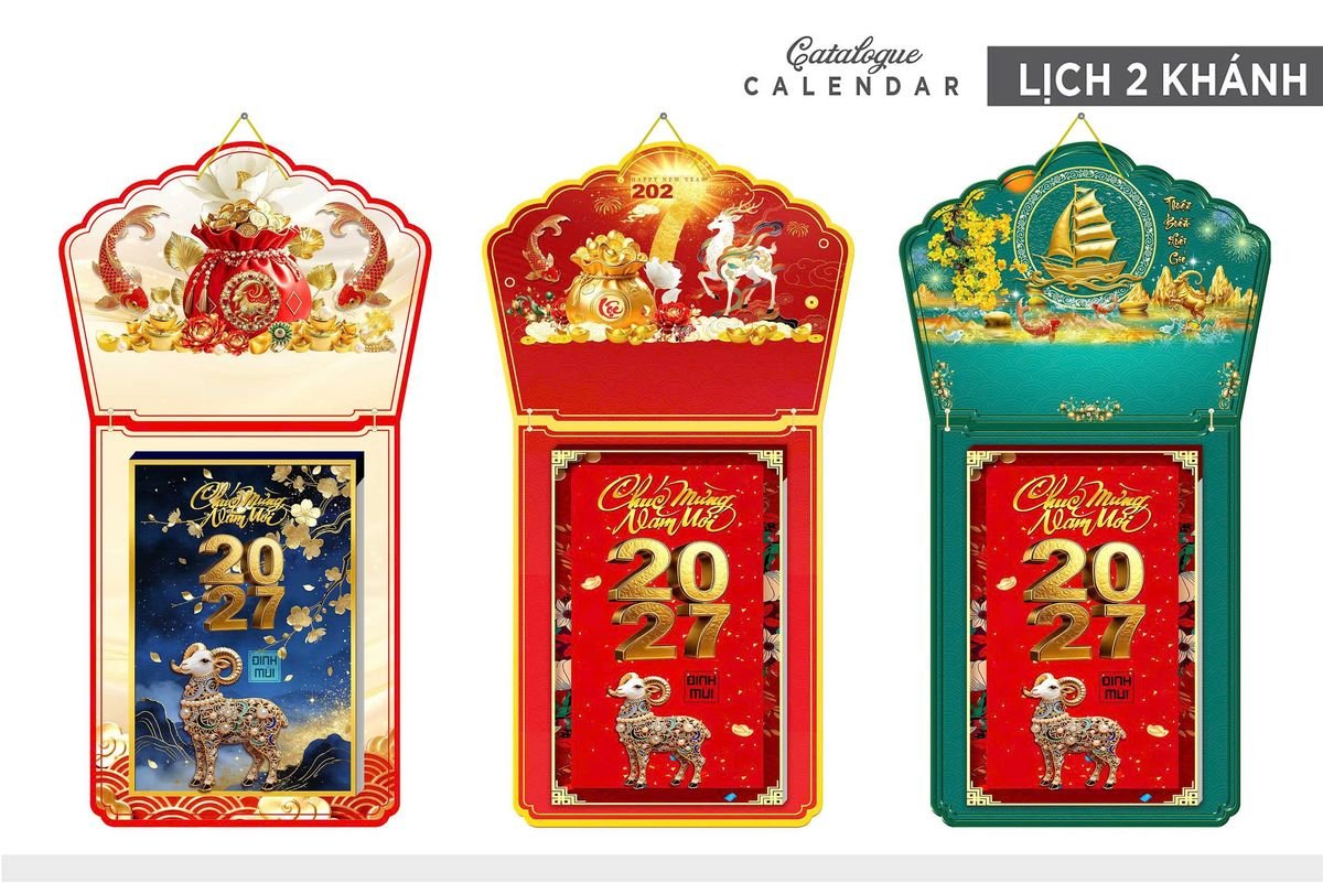 Lịch Khánh Gỗ Lamina 2 Đầu 2027 LM2D_005 - Quà Tặng Sự Kiện VIP