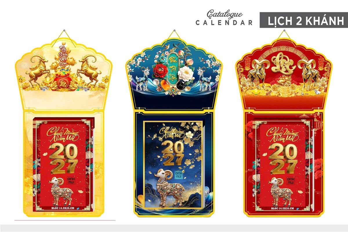 Lịch Khánh Gỗ Lamina 2 Đầu 2027 LM2D_006 - Quà Tặng Sự Kiện VIP