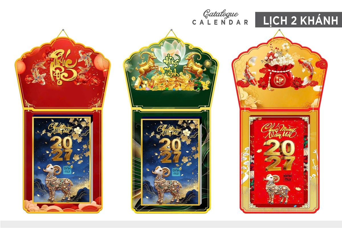 Lịch Khánh Gỗ Lamina 2 Đầu 2027 LM2D_007 - Quà Tặng Sự Kiện VIP