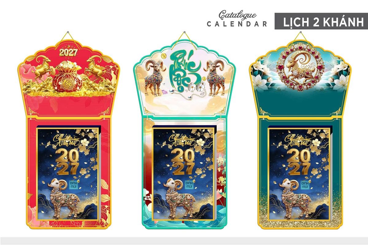 Lịch Khánh Gỗ Lamina 2 Đầu 2027 LM2D_008 - Quà Tặng Sự Kiện VIP