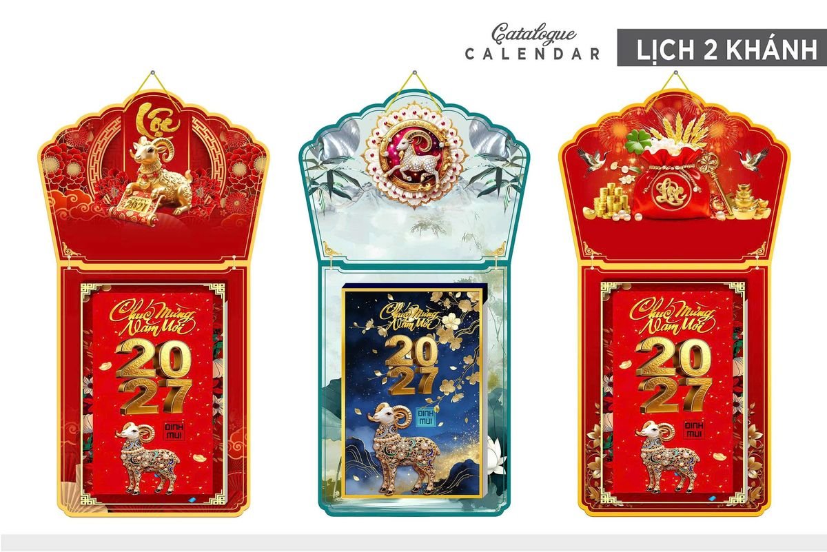 Lịch Khánh Gỗ Lamina 2 Đầu 2027 LM2D_009 - Quà Tặng Sự Kiện VIP