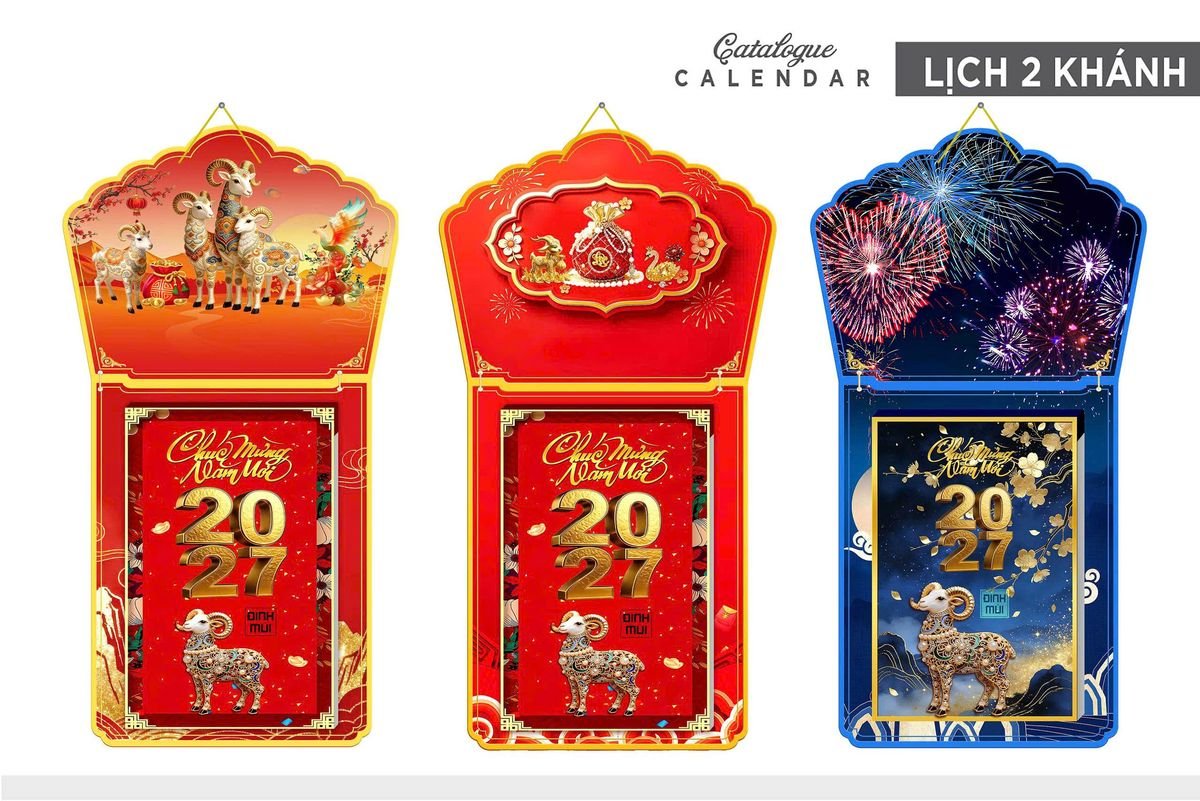 Lịch Khánh Gỗ Lamina 2 Đầu 2027 LM2D_010 - Quà Tặng Sự Kiện VIP