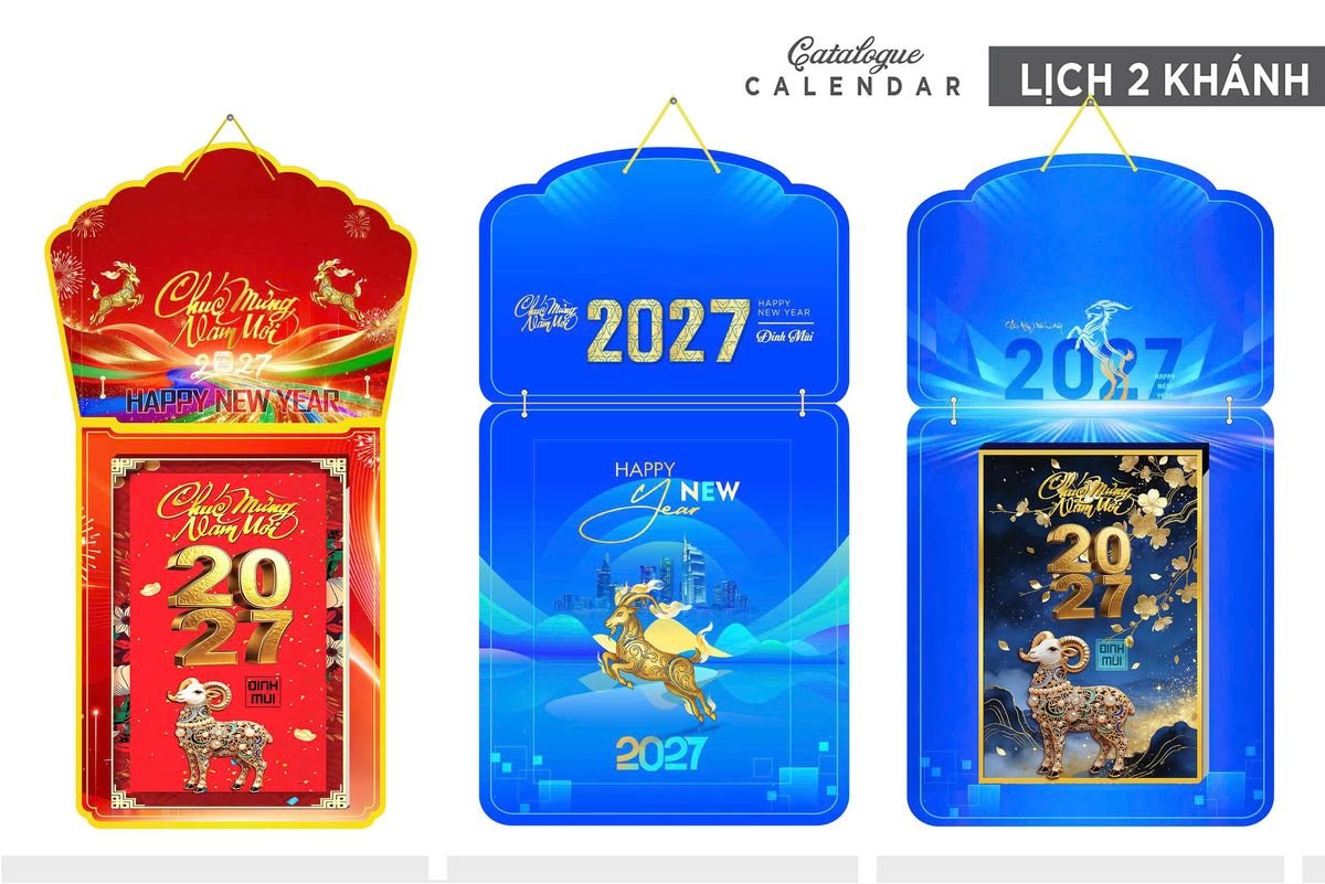Lịch Khánh Gỗ Lamina 2 Đầu 2027 LM2D_011 - Quà Tặng Sự Kiện VIP
