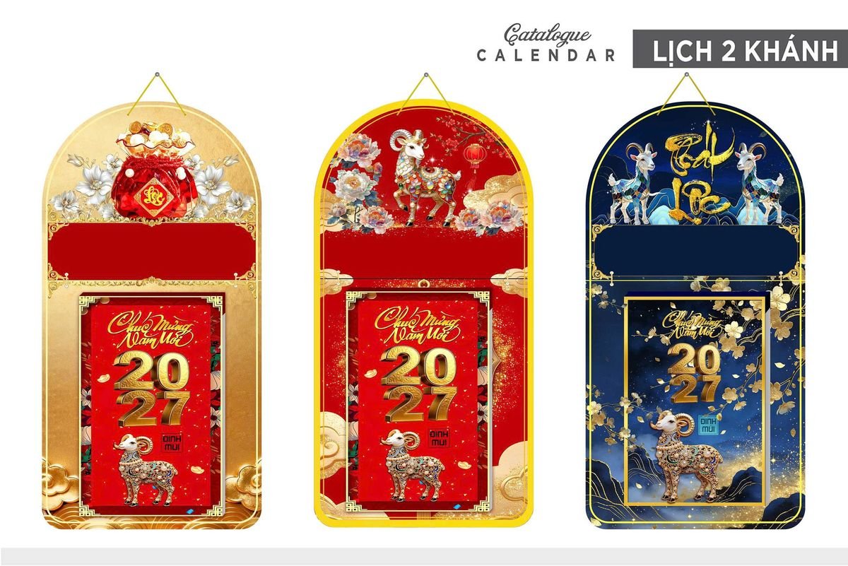 Lịch Khánh Gỗ Lamina 2 Đầu 2027 LM2D_012 - Quà Tặng Sự Kiện VIP